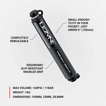 Pompă de Mână LEZYNE POCKET DRIVE HP Negru