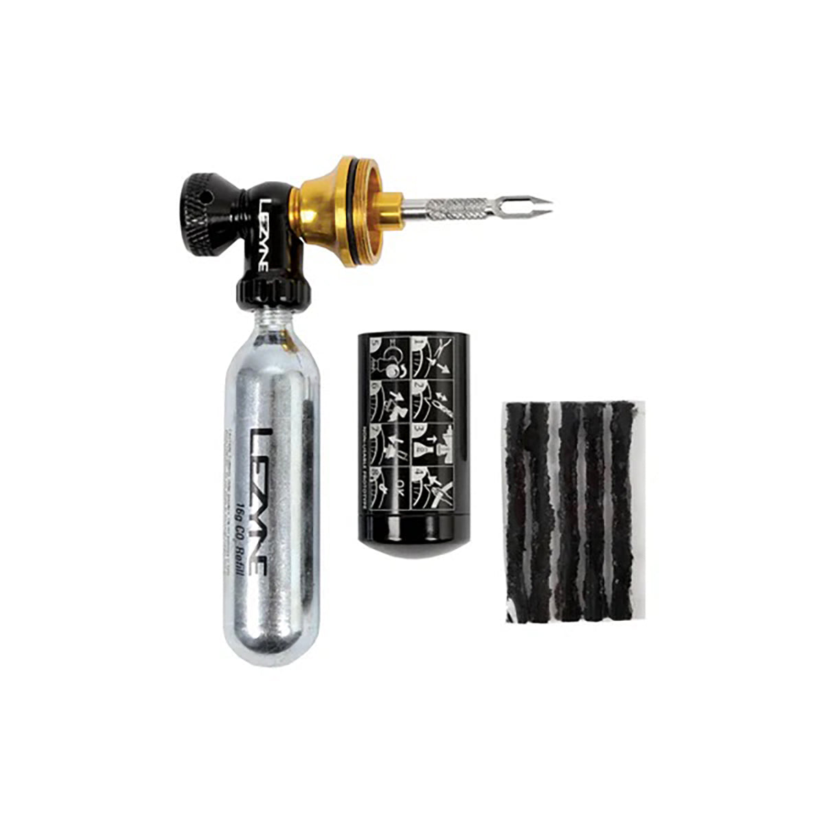 Zestaw Naprawczy Tubeless Nabijak CO2 LEZYNE BLASTER + 5 Knotów + 2x Naboje CO2