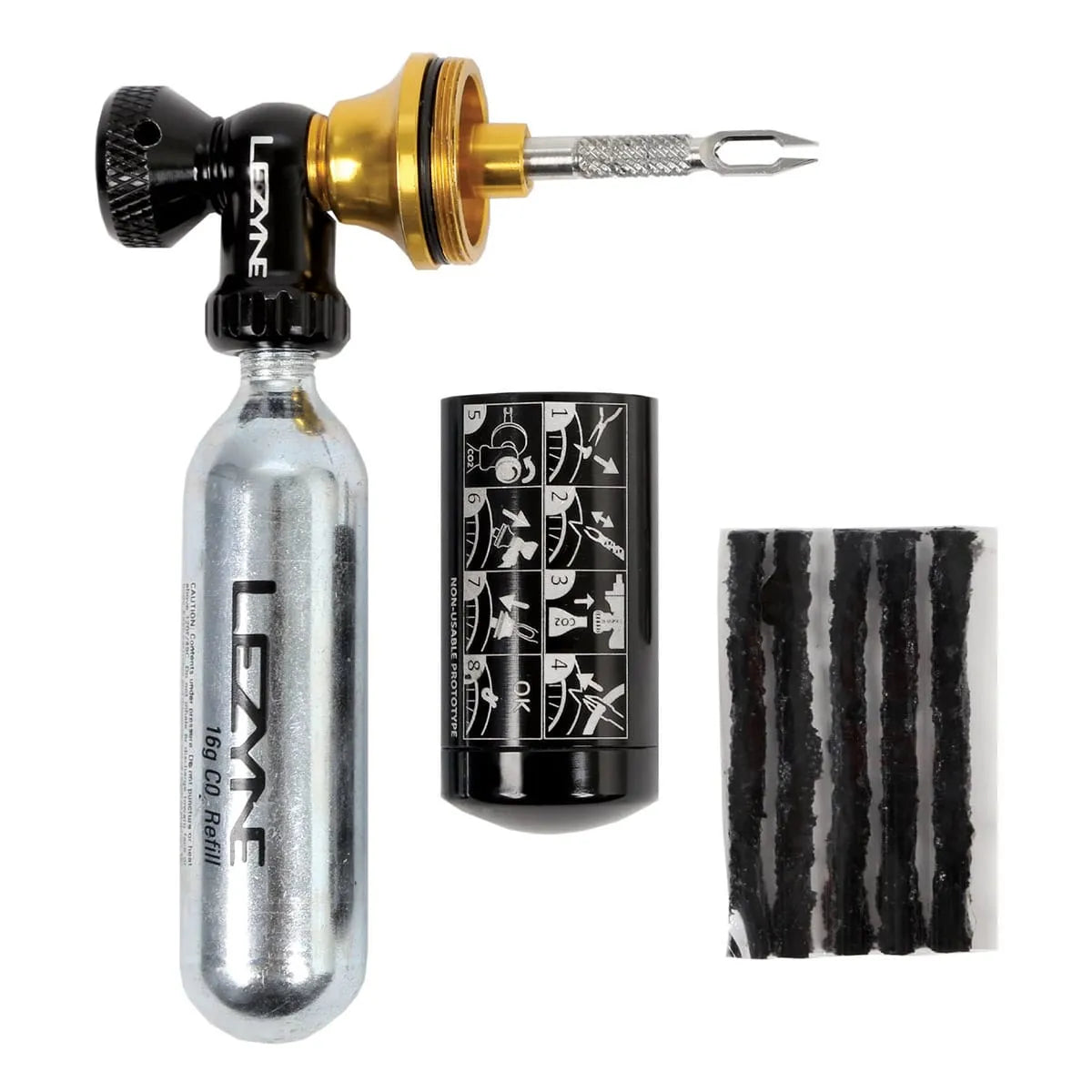 LEZYNE BLASTER Tubeless Repair Kit CO2 Inflator + 5 Plugs