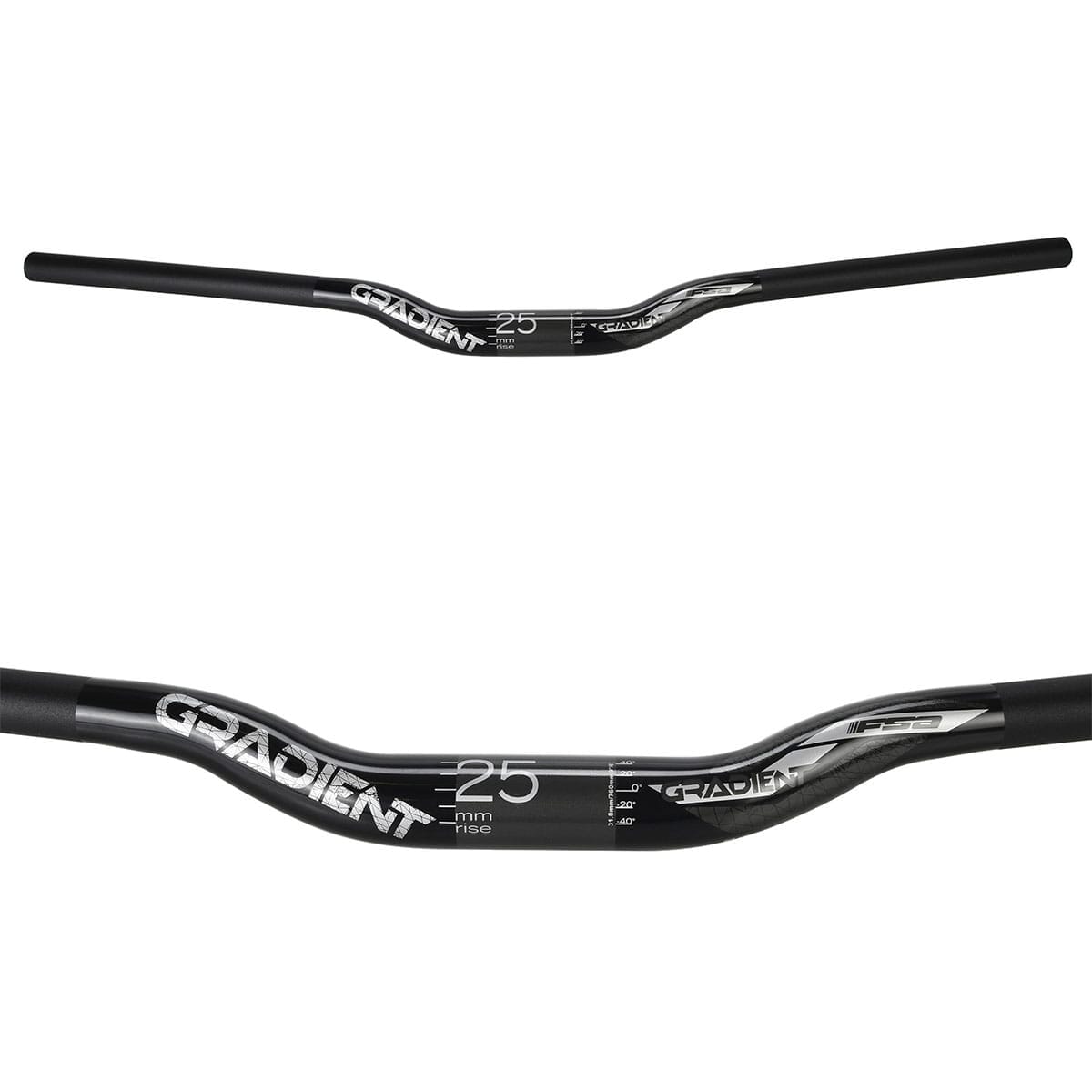 FSA GRADIENT Aluminium Handlebar Rise 25mm 31.8/760mm Black