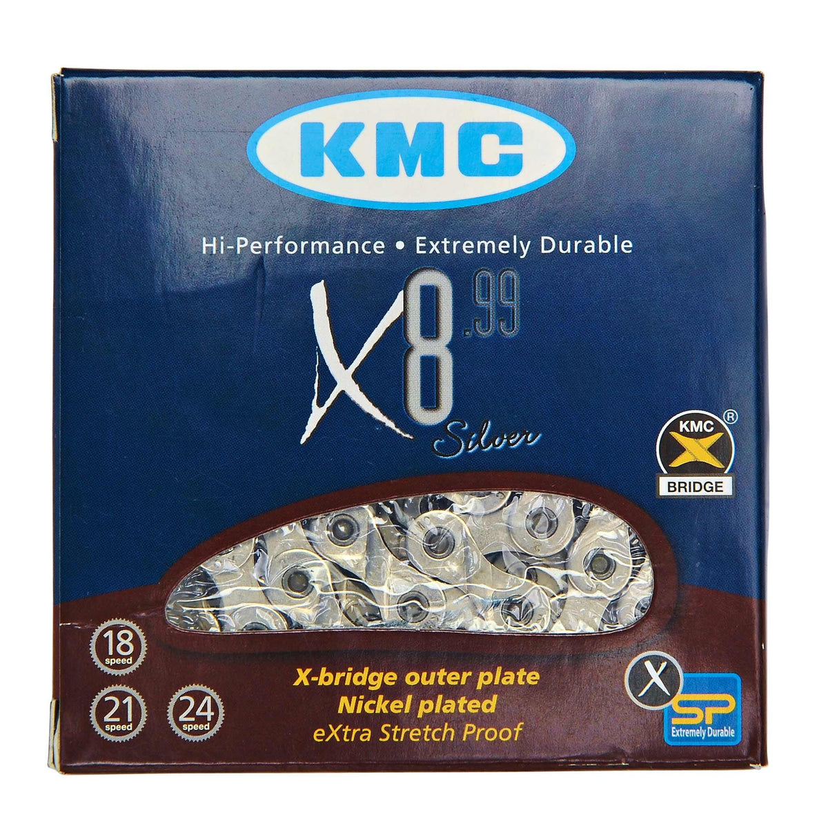 Řetěz 6/7/8 rychl. KMC X8 stříbrný
