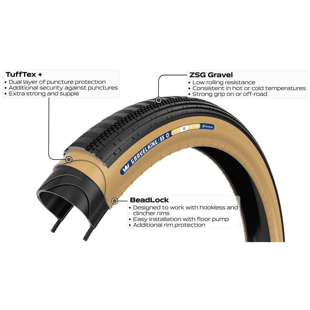 Anvelopă PANARACER GRAVELKING SEMISLICK+ TLC 700c Tubeless Ready Bej
