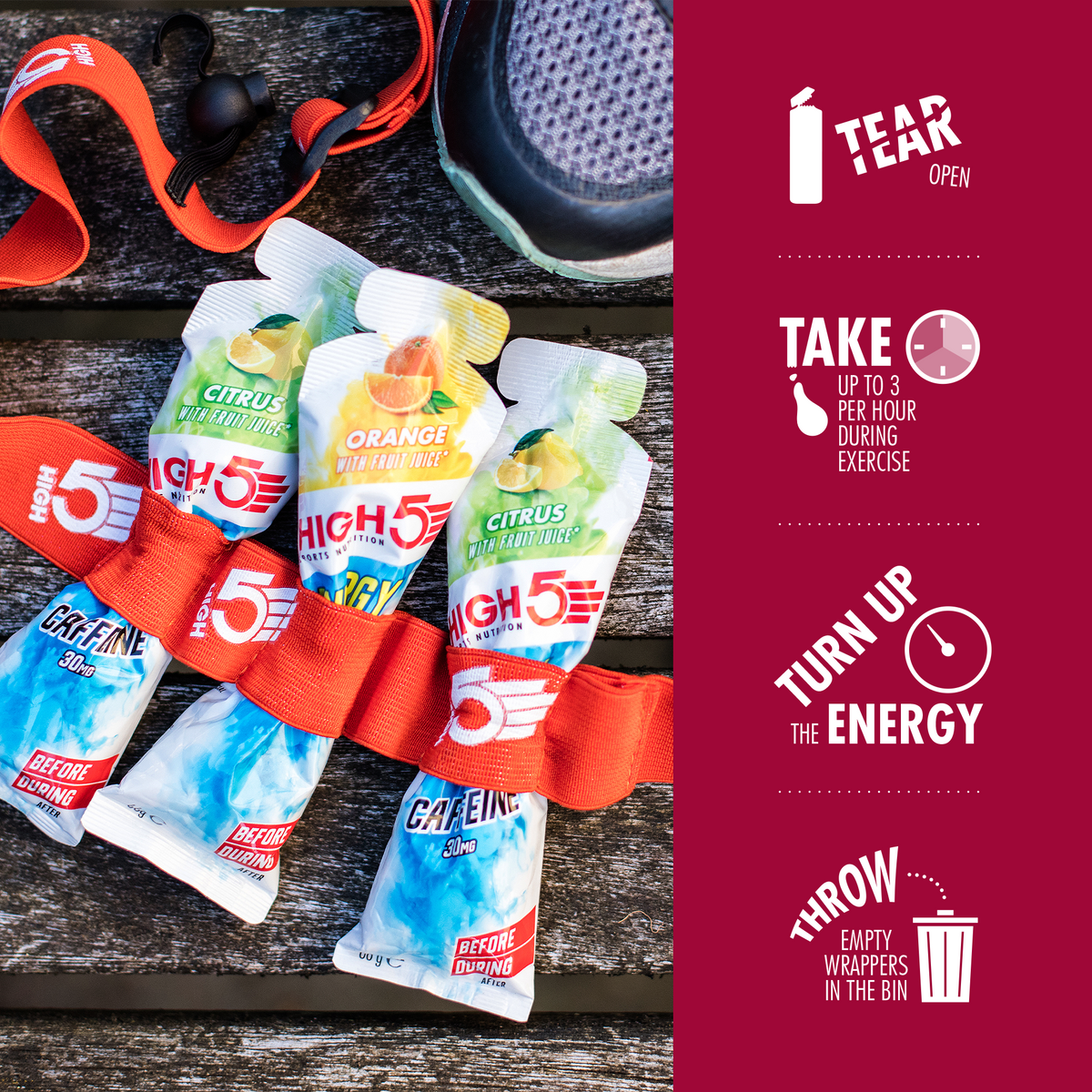 HIGH5 ENERGY GEL Aqua Energy Gel (66g) Red Berries