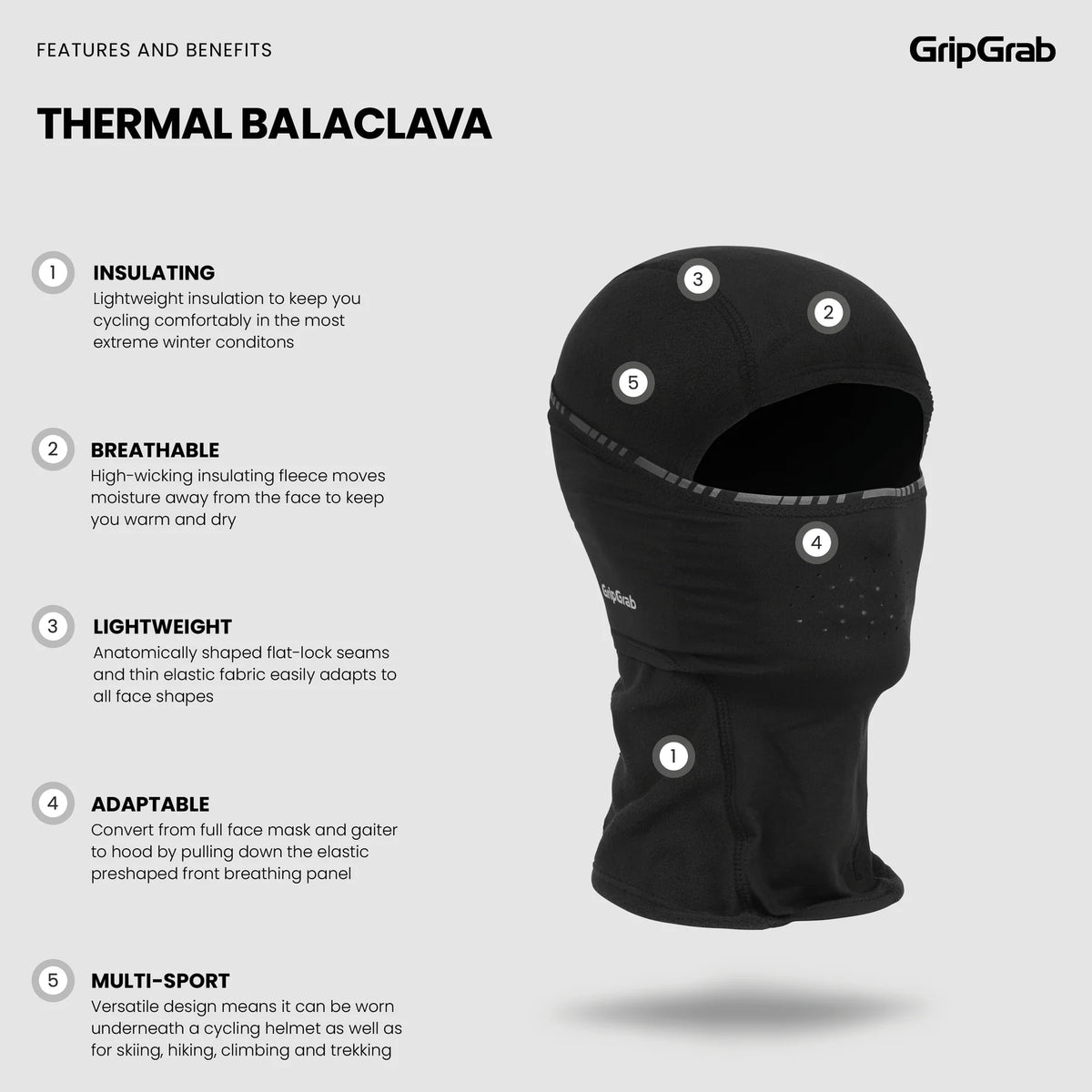 GRIPGRAB THERMO WINTER Balaclava Black