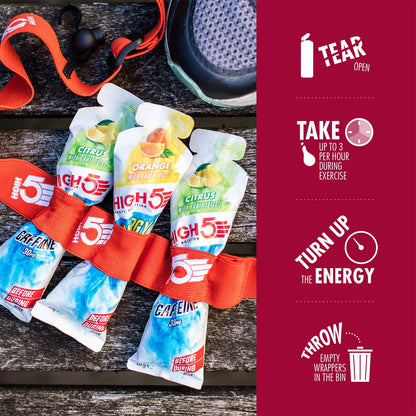 Energiegel HIGH5 ENERGY GEL Aqua Caffeine (66g) Rode Vruchten