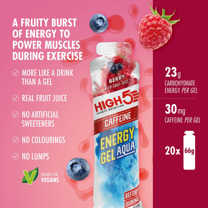 Energiegel HIGH5 ENERGY GEL Aqua Caffeine (66g) Rode Vruchten