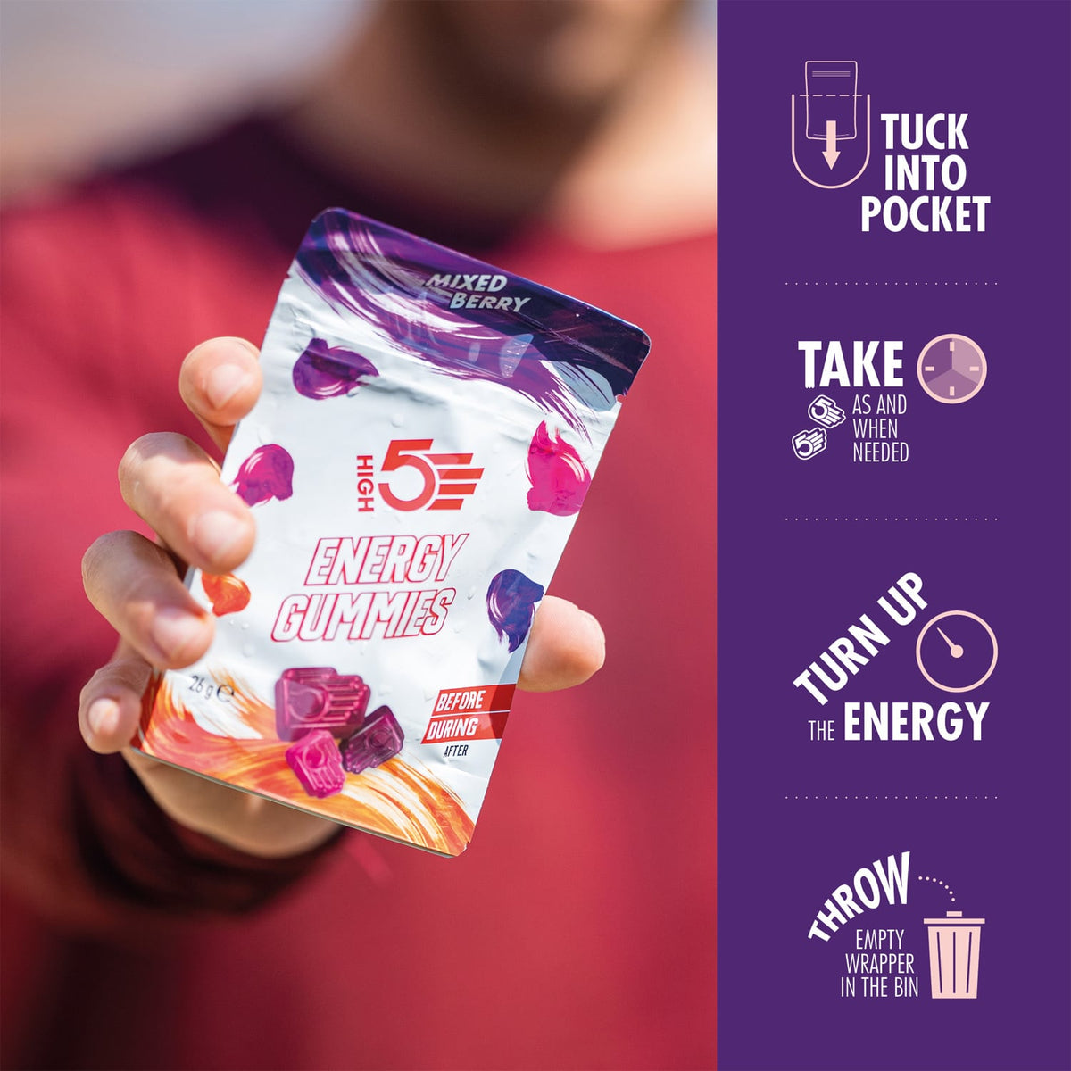 Energivingummier HIGH5 ENERGY GUMMIES (26g) Røde frugter