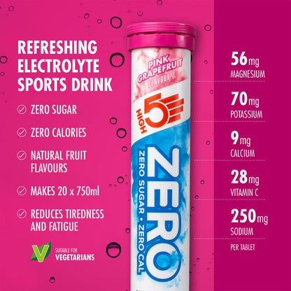Hydreringstabletter Elektrolytter HIGH5 ZERO (x20) Grapefrugt