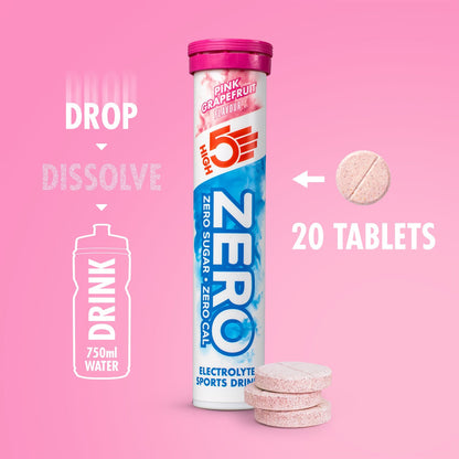 Hydreringstabletter Elektrolytter HIGH5 ZERO (x20) Grapefrugt