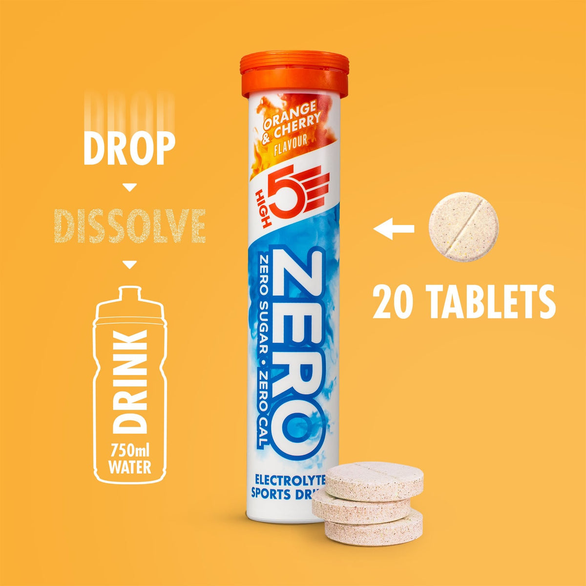 HIGH5 ZERO Electrolyte Hydration Tablets (x20) Orange and Cherry
