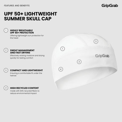 GRIPGRAB UPF 50+ Under-Helmet Cap White
