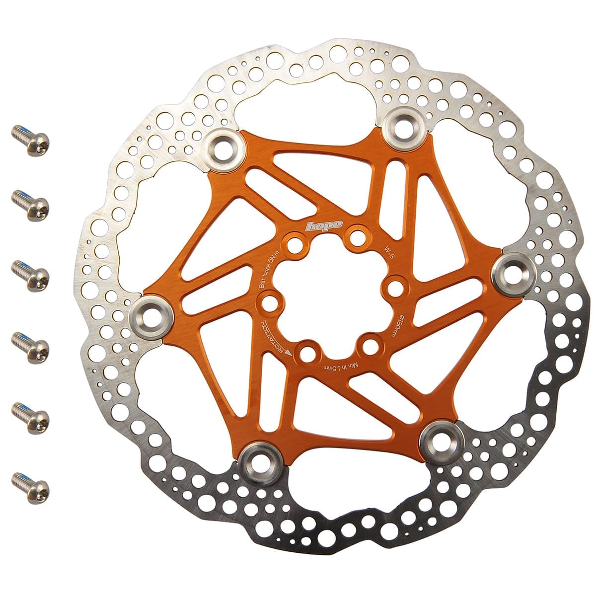 HOPE X2/E4/V4 6-Bolt Floating Disc Orange
