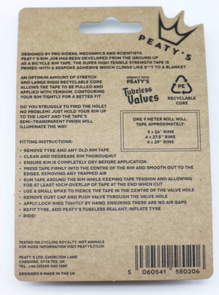PEATY'S RIMJOB Tubeless-liimauha vanteeseen (9 m)
