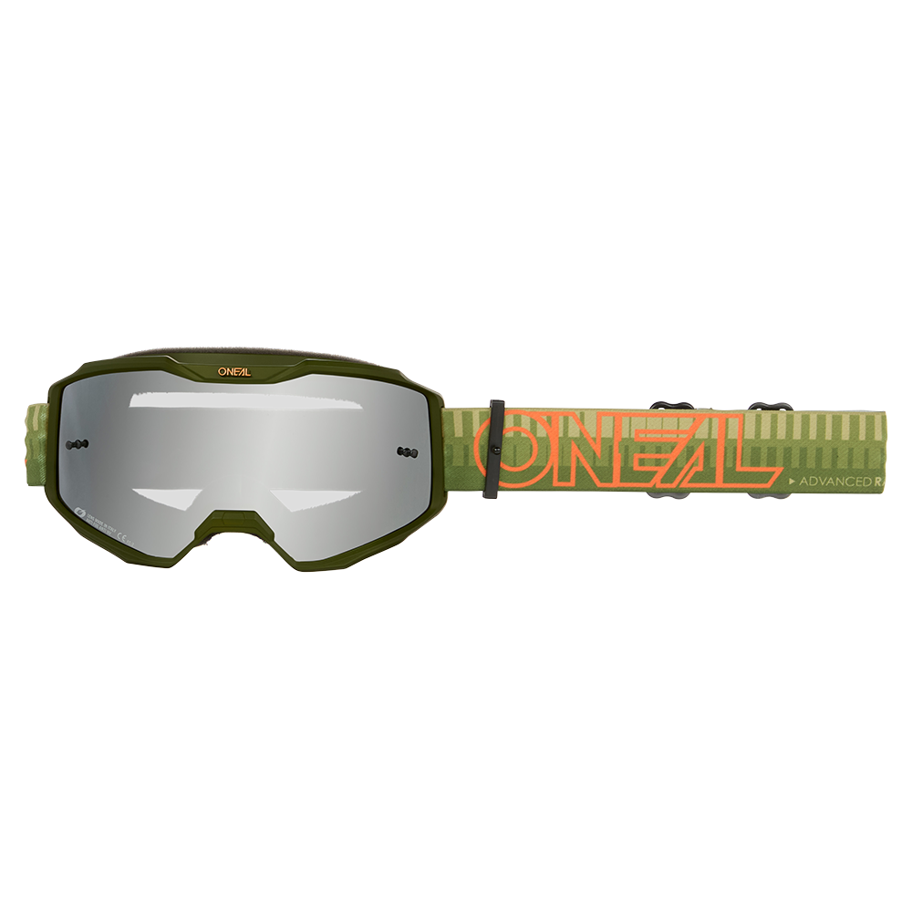 O'NEAL B-10 STRIPED Goggle Green/Orange Silver Mirror Lens