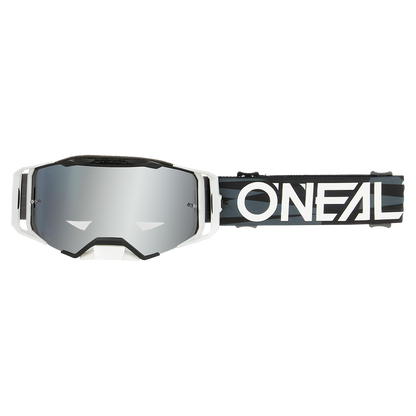 O'NEAL B-33 ICTUS Black/White Goggles with Silver Mirror Lens