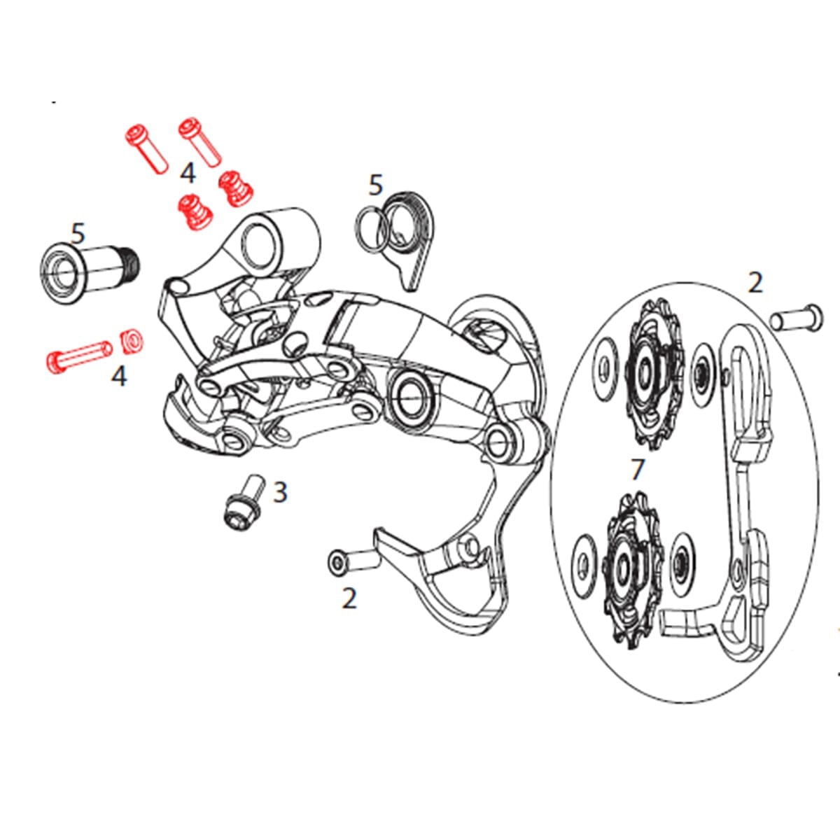 B-Stelschroef en Begrenzers voor Achterderailleur SRAM X9 Type 2 / X9 2011 (10v) #11.7515.055.000
