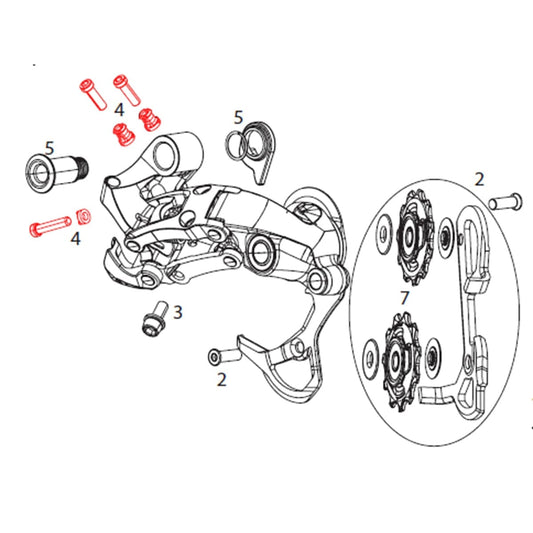 B-justeringsskrue og bagskifterstop SRAM X9 Type 2 / X9 2011 (10v) #11.7515.055.000