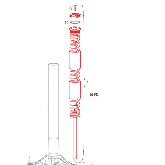 Spiralfjäder för gafflar ROCKSHOX XC30 26" 100 mm Typ A1-A3/ 30 Silver A1-A2