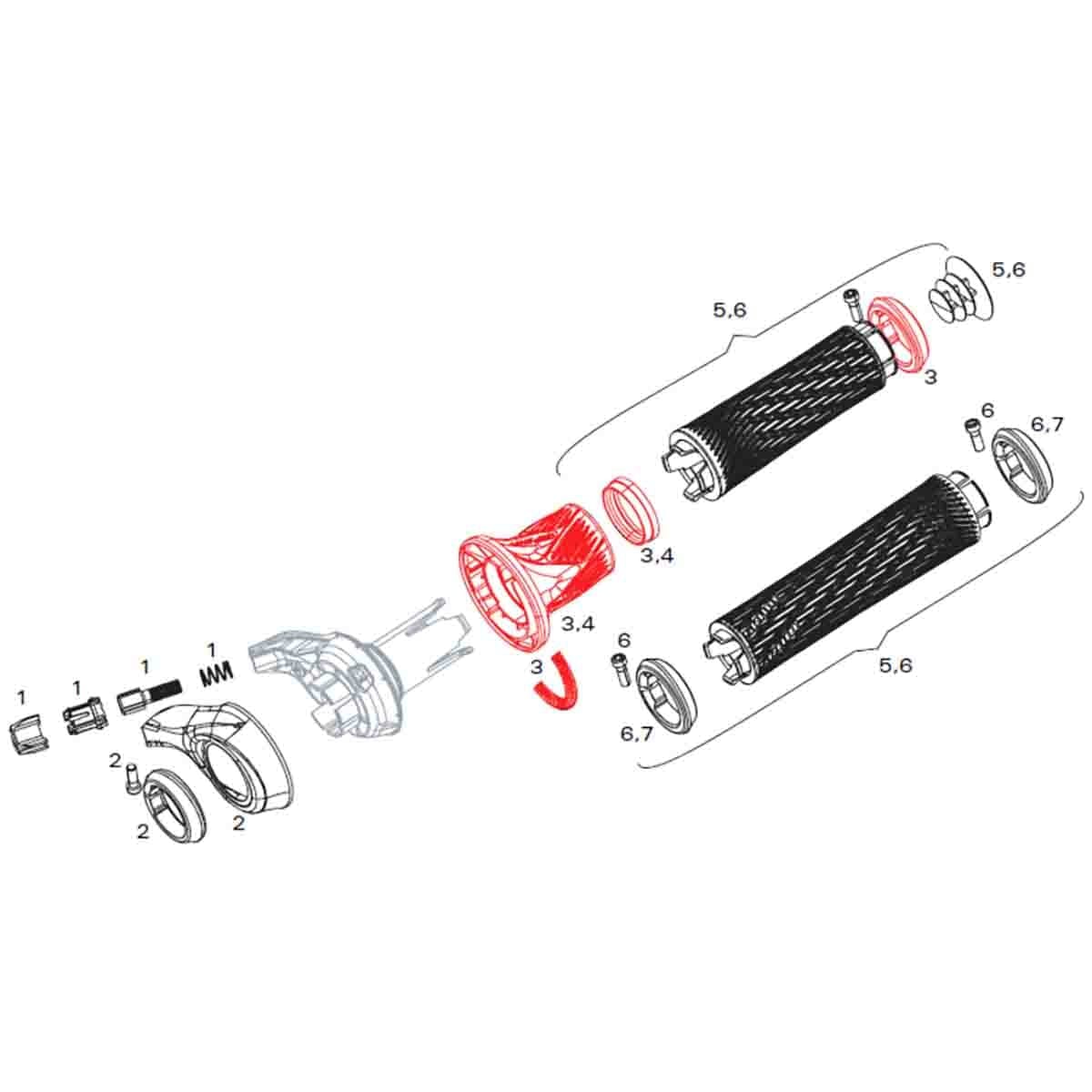 Replacement Grip Kit for SRAM GRIP SHIFT XX / X0 Front Shifter #11.7018.010.000