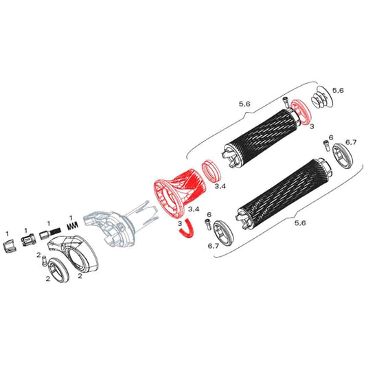 Sada náhradní rukojeti pro přední řadící páčku SRAM GRIP SHIFT XX / X0 #11.7018.010.000