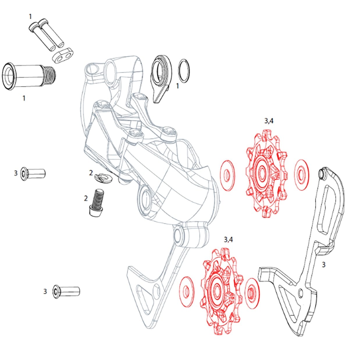 11S SRAM X01/X01DH/X1/CX1 X-SYNC Rear Derailleur Pulleys (x2)