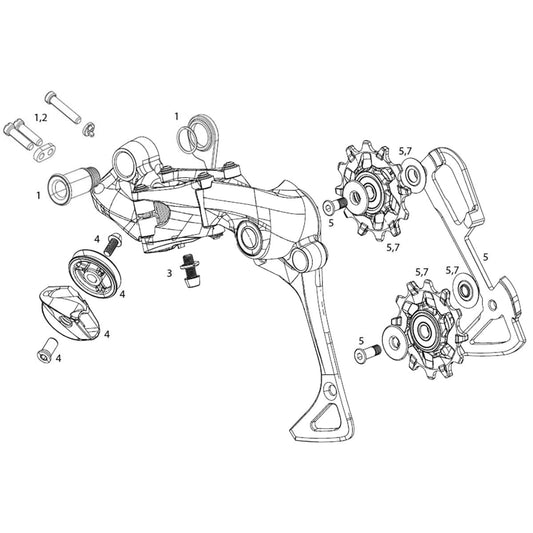 Sada šroubů B a dorazů zadního přehazovače SRAM GX DH / X01DH 7V #11.7518.068.000