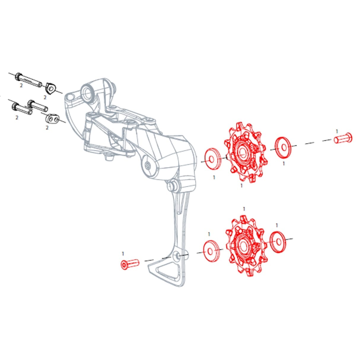 Bageste gearskifterruller 11V SRAM APEX 1 / NX (x2)