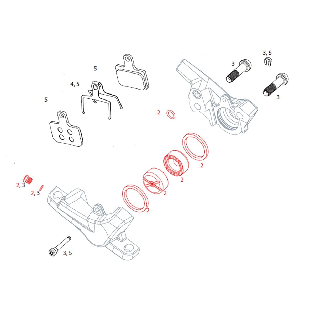 SRAM LEVEL Calliper Pistons and Seals Kit #11.5018.020.003