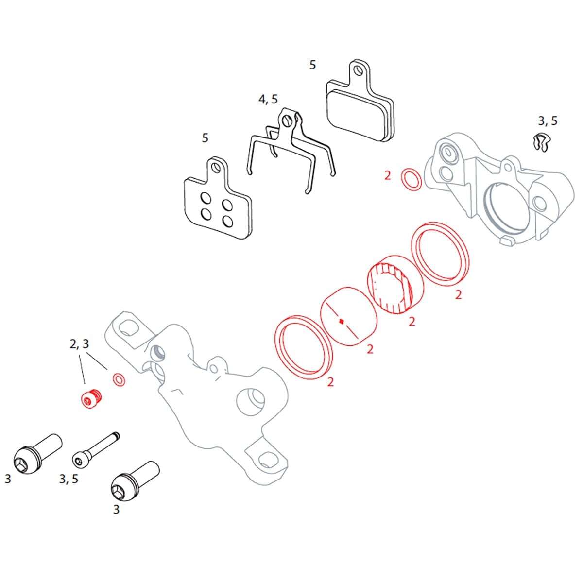 SRAM LEVEL TL/T Calliper Pistons and Seals Kit #11.5018.020.004
