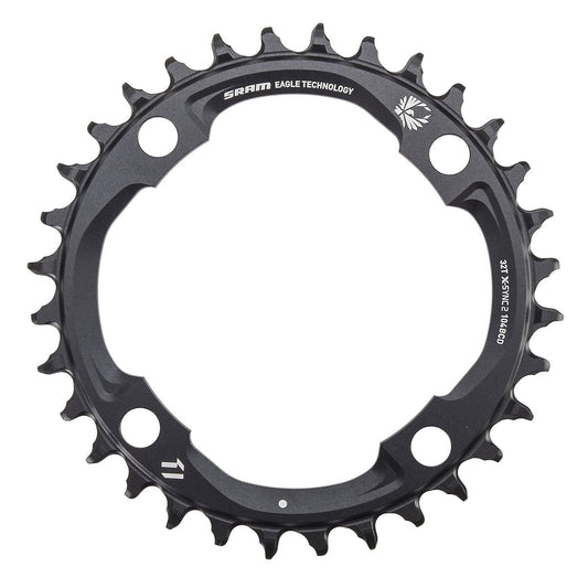 Enkelt kædehjul SRAM X-SYNC2 EAGLE 12V 4 huller 104mm Sort