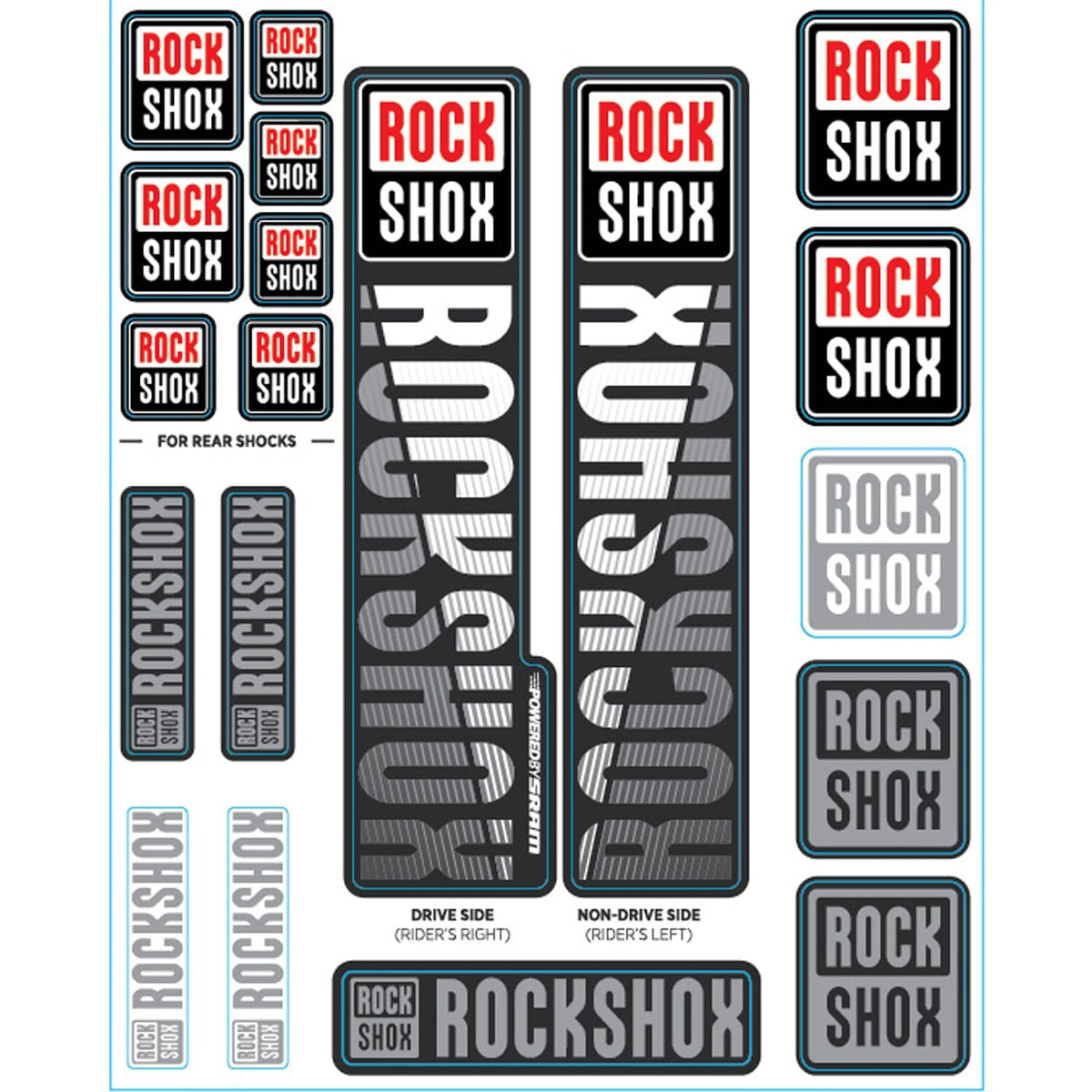 Sticker Kit for Single Crown Forks ROCKSHOX 35 mm Stanchions (2018+) Stealth