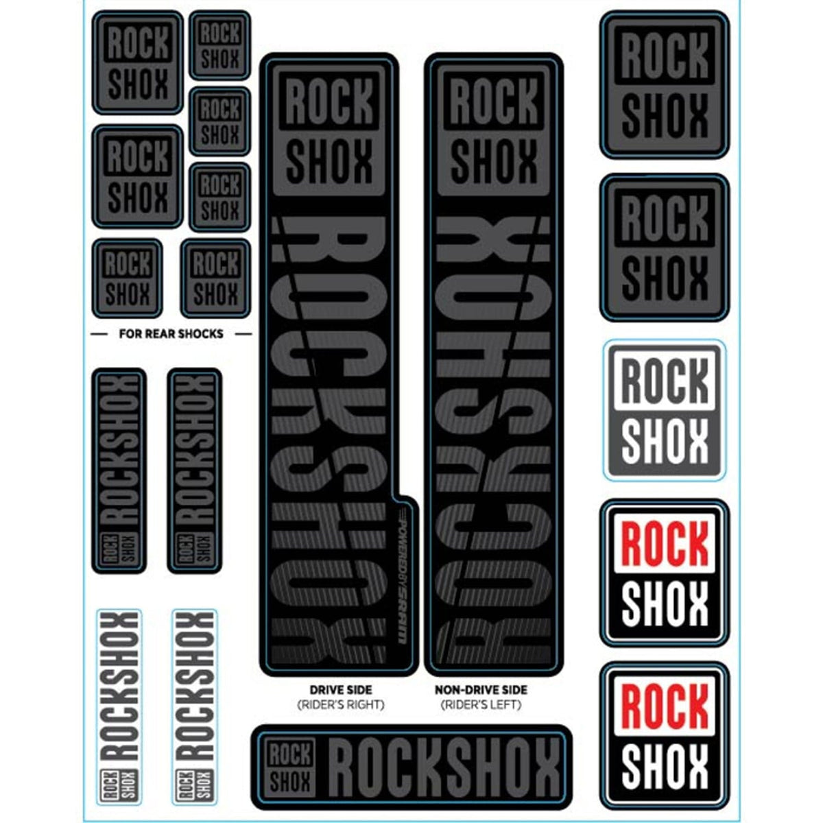 Sticker Kit for Single Crown Forks ROCKSHOX Stanchions 35 mm (2018+) Grey