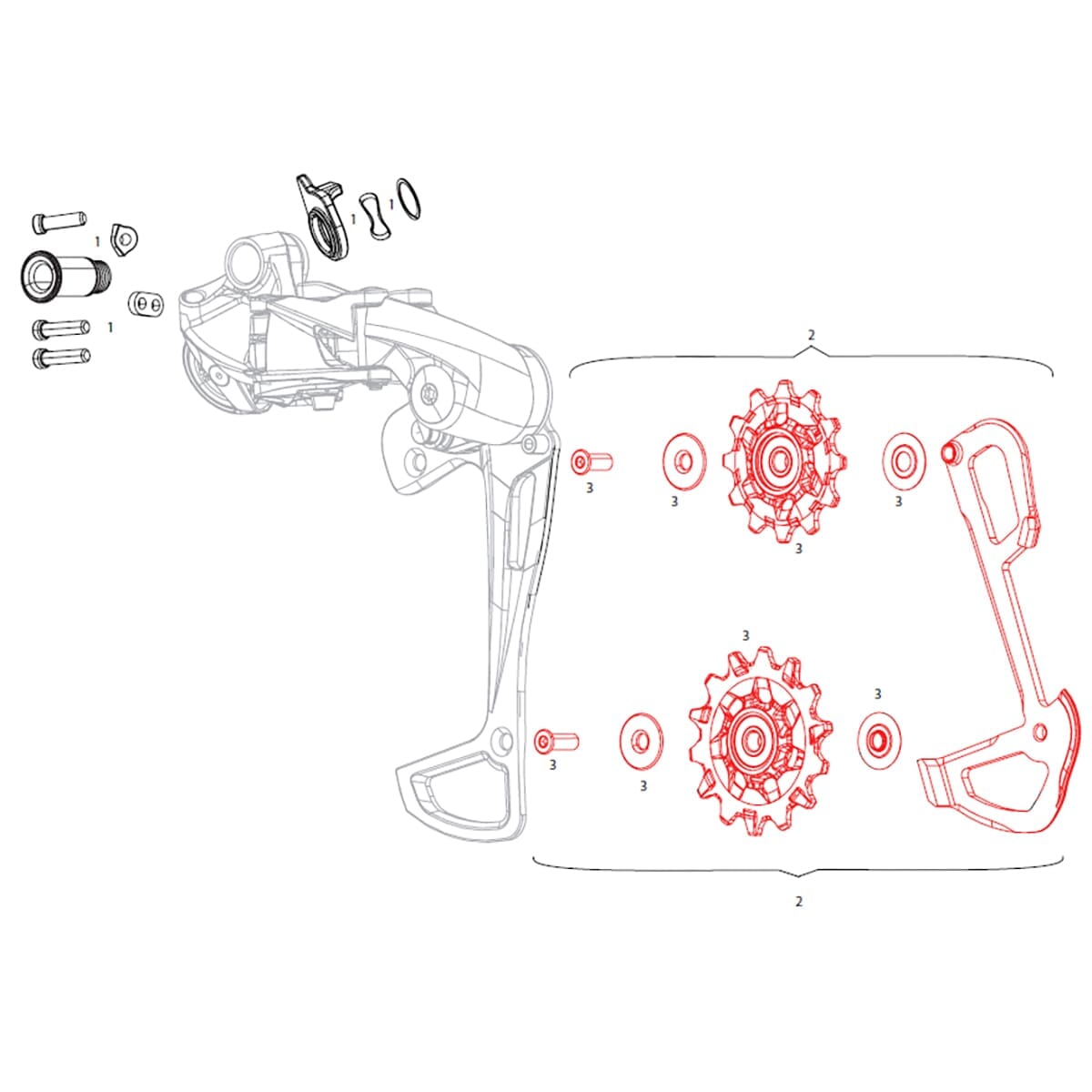 12V SRAM EAGLE Rear Derailleur Pulley and Inner Cage Kit