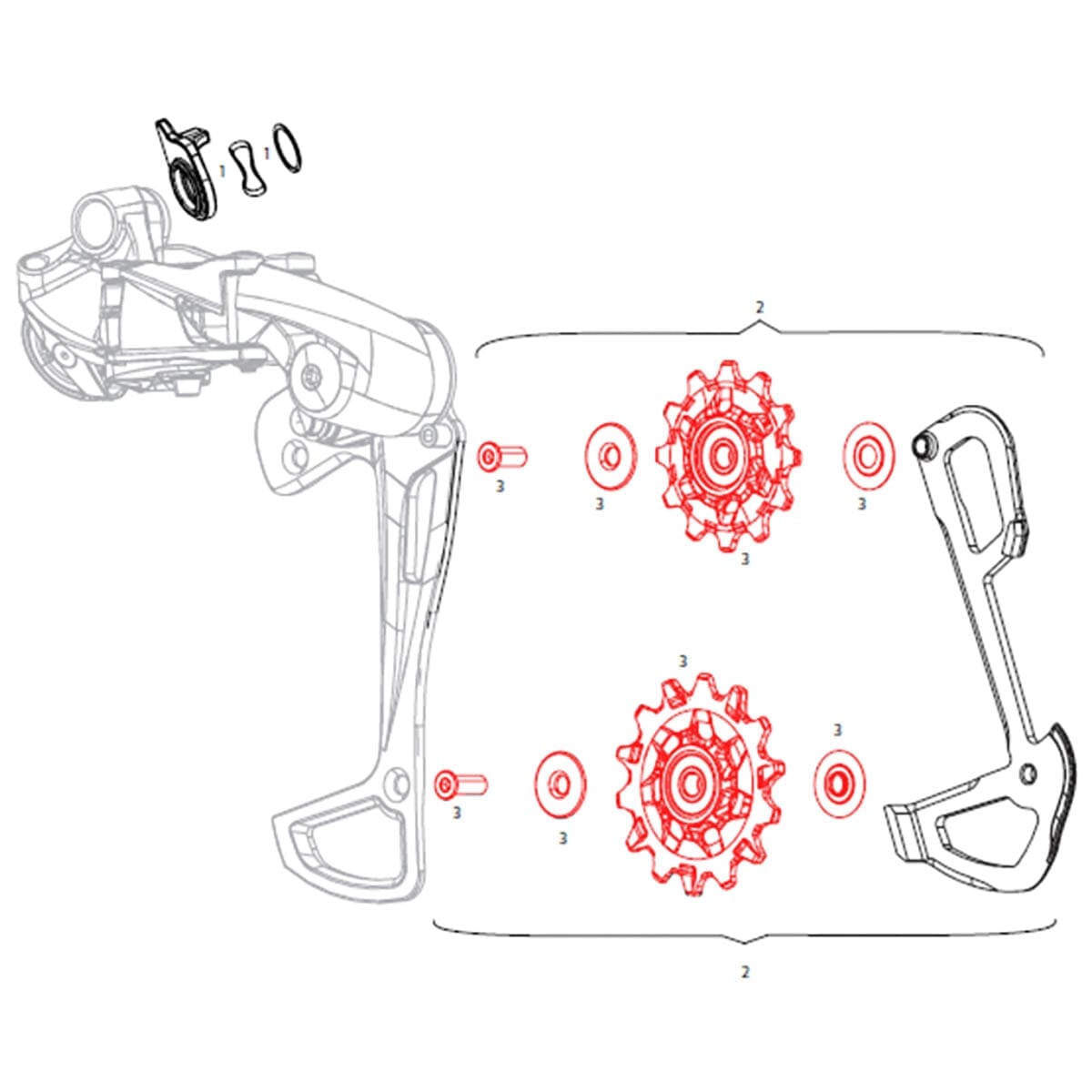 Derailleurwieltjes Achter 12V SRAM GX (x2)