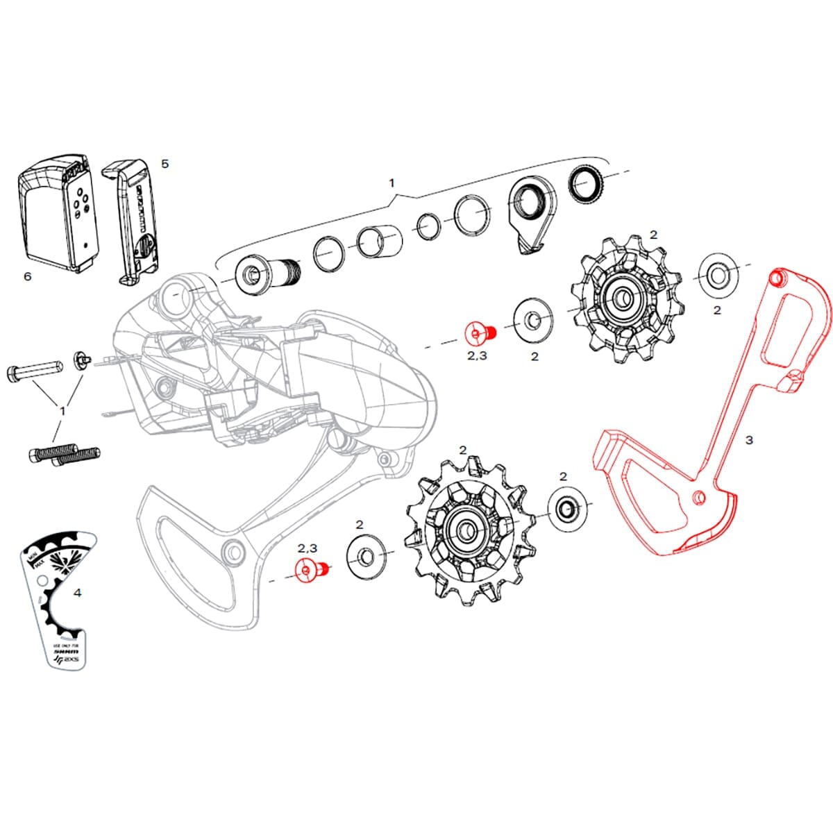 SRAM X01 EAGLE AXS 12V Rear Derailleur Inner Cage Polar
