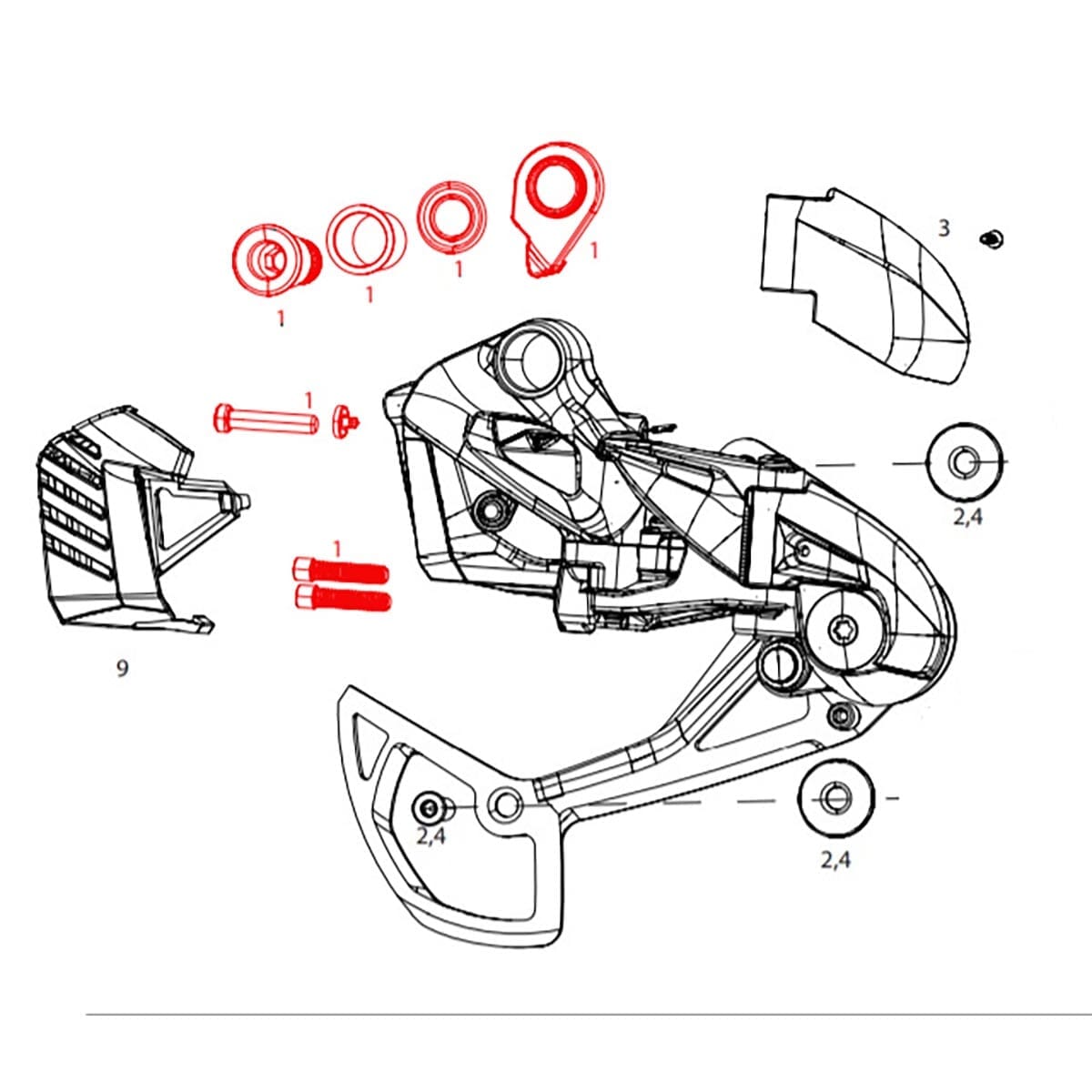 Skrue- og stopsæt til SRAM GX Eagle AXS bagskifter #11.7518.098.006