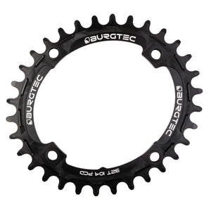 BURGTEC THICK THIN OVAL Mono Chainring 10/11/12S Narrow Wide 4 Bolt 104 mm Black
