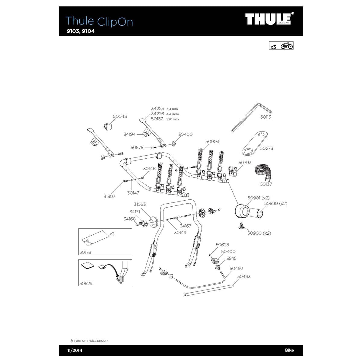 THULE gummibandsfäste till cykelställ XPRESS FREEWAY CLIPON 31020