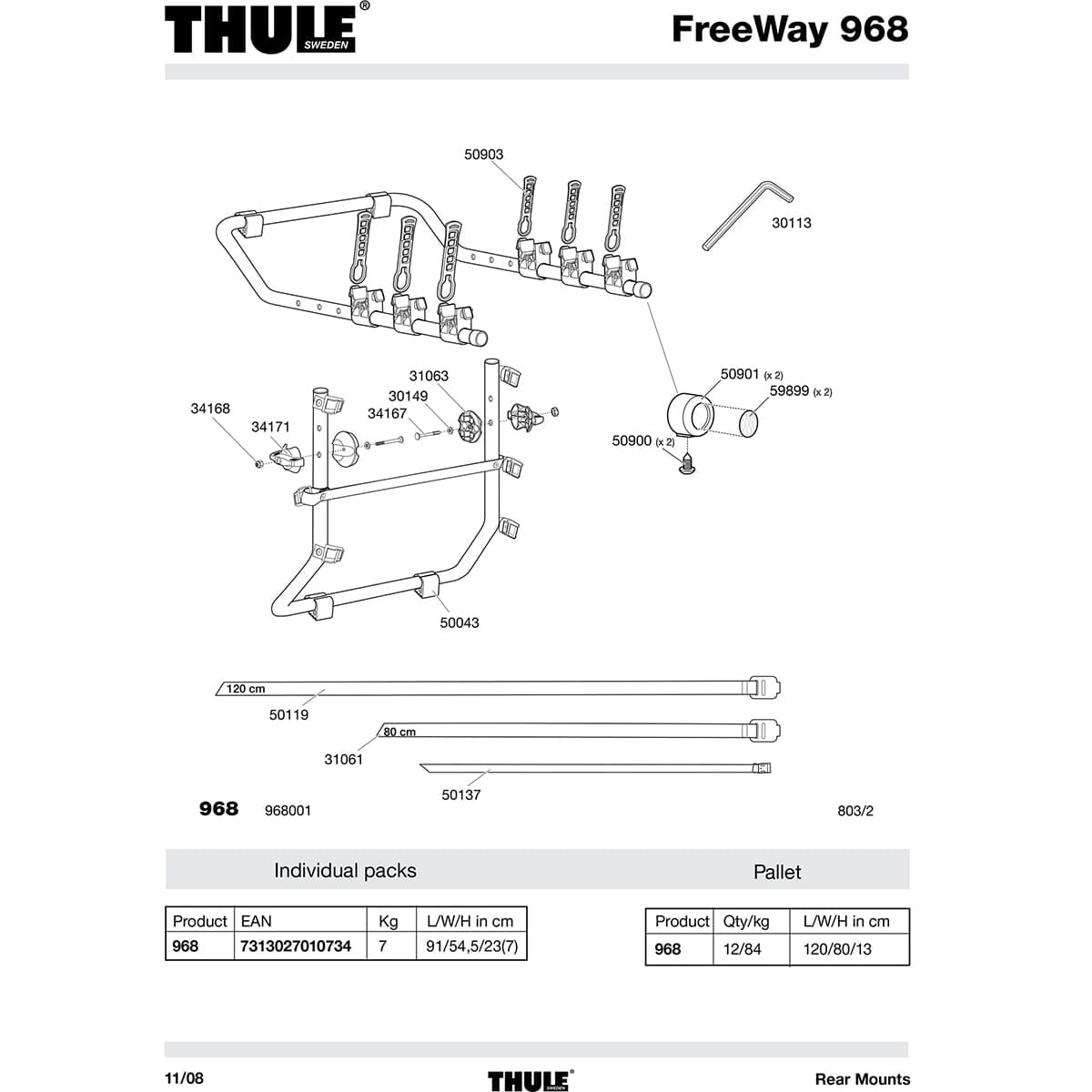 THULE gummibandsfäste till cykelställ XPRESS FREEWAY CLIPON 31020