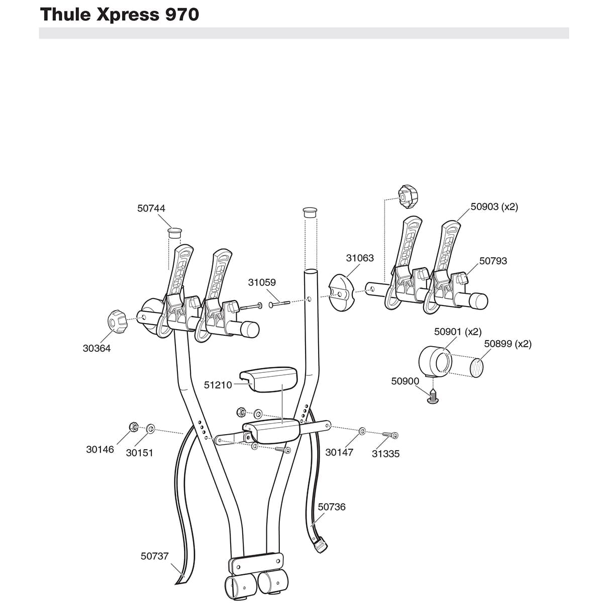 THULE gummibandsfäste till cykelställ XPRESS FREEWAY CLIPON 31020