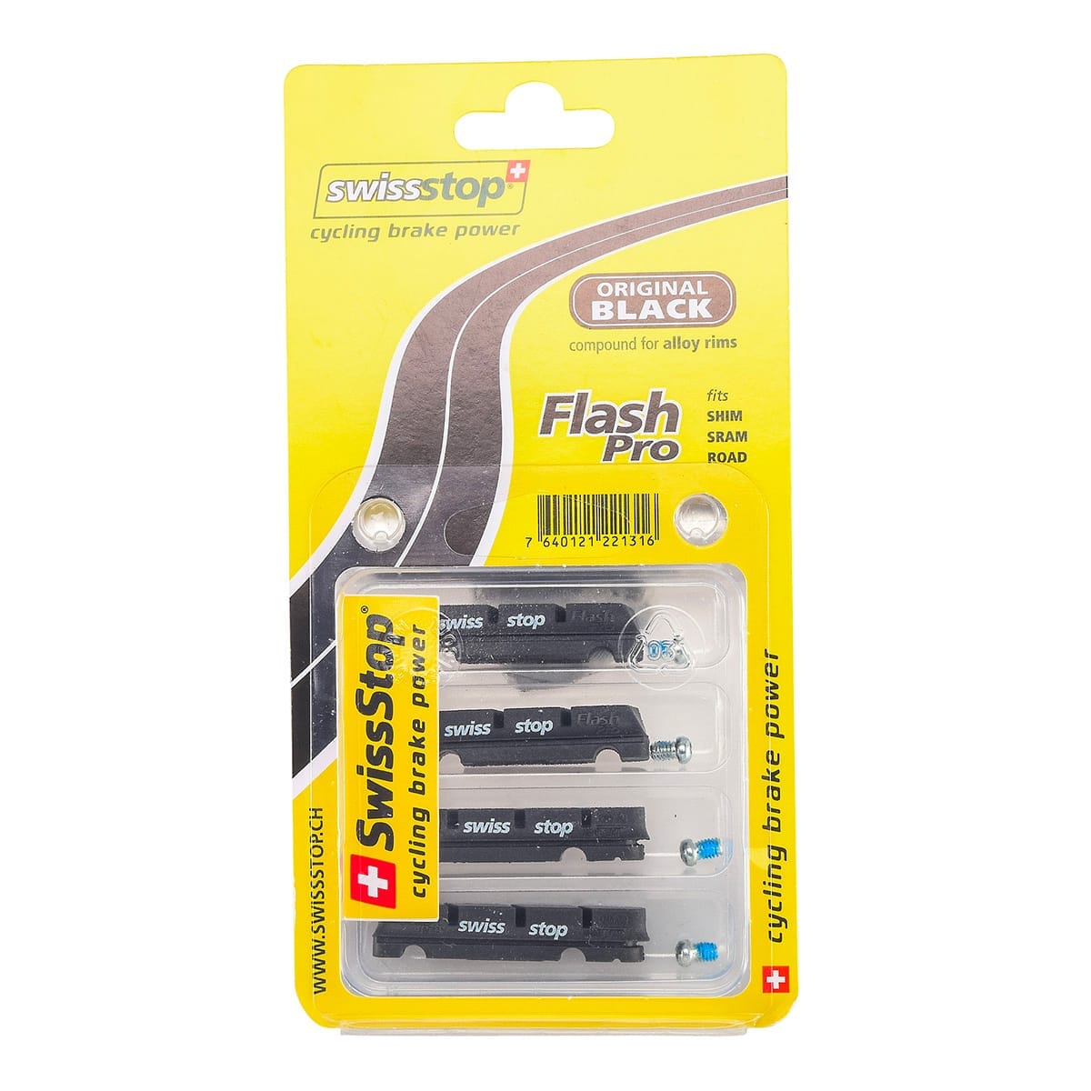 Sæt med 4 bremseklodser SWISS STOP FLASH Sort Aluminium