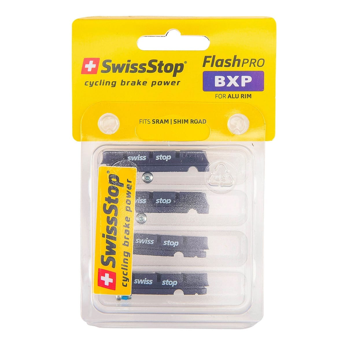 Sada 4 brzdových gumičiek SWISS STOP FLASH Modrá Hliník