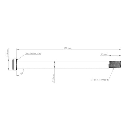 BURGTEC takapyörän akseli 12x1,75 mm 174 mm musta