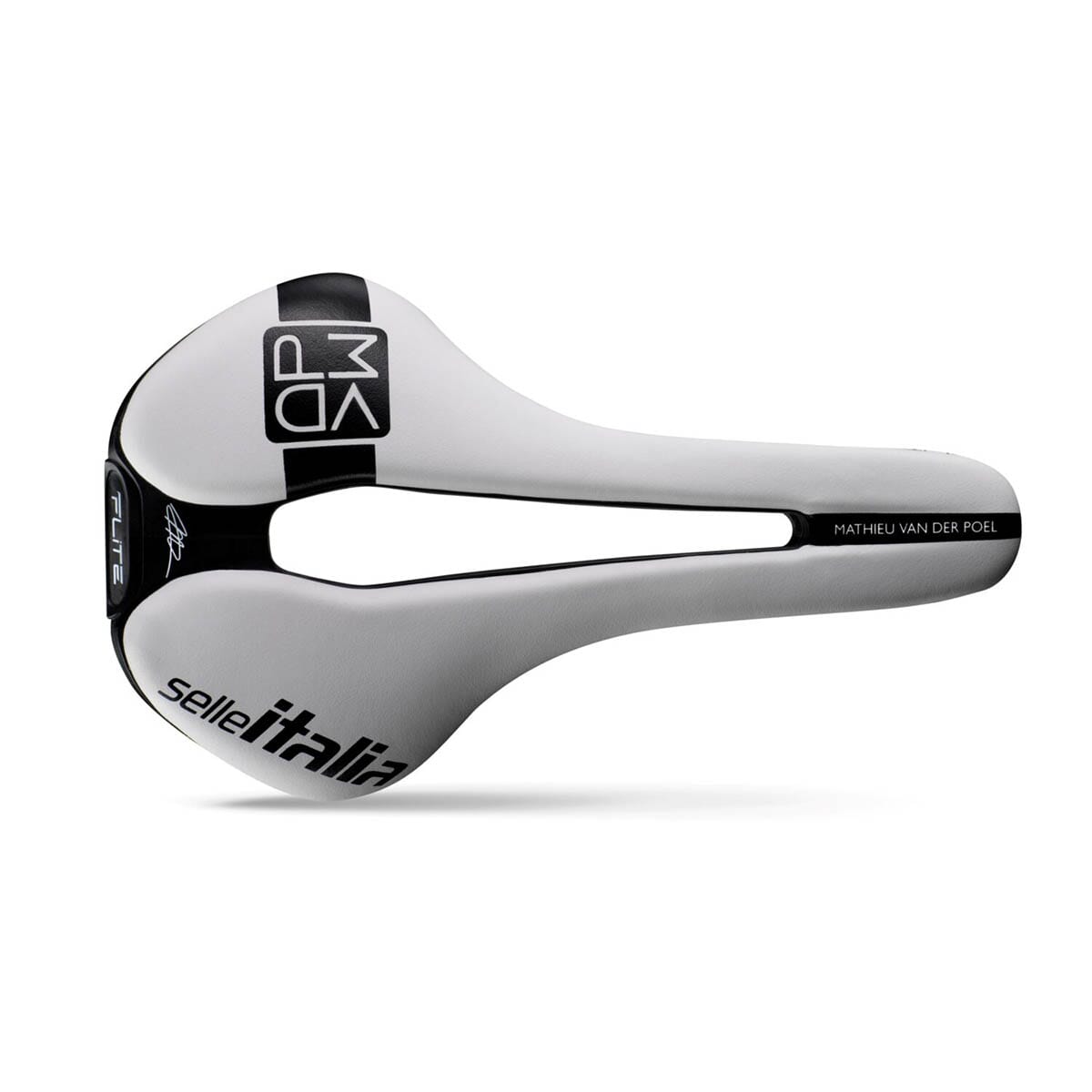 Sedlo SELLE ITALIA FLITE BOOST SUPERFLOW L Karbonové kolejnice - Speciální edice Mathieu VAN DER POEL