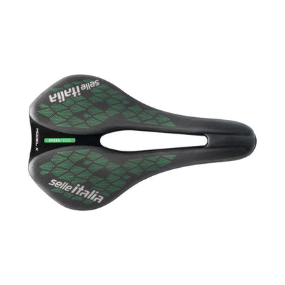 Sadul SELLE ITALIA MODEL X GREEN SUPERFLOW LEAF L Rails Fec Roheline/Must