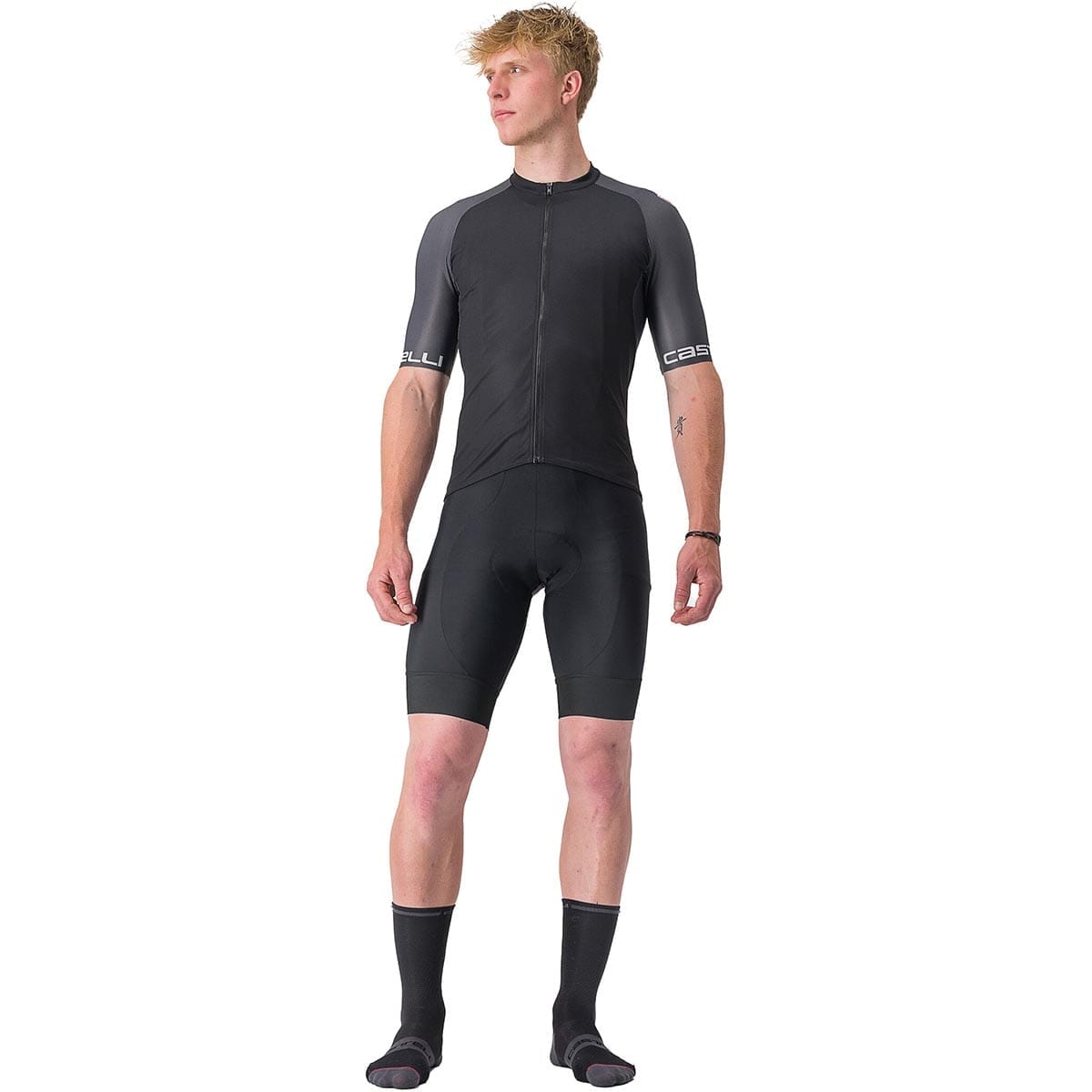 Dres CASTELLI ENTRATA VI Krátký rukáv Černá/Šedá/Slonová kost