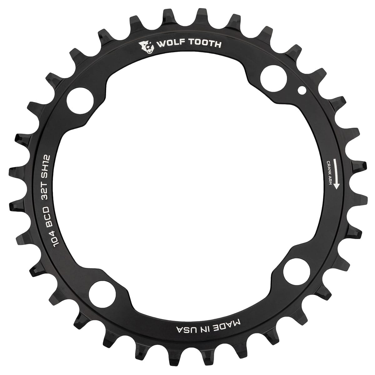 Klinge WOLF TOOTH 104 BCD 12V Shimano 4 Huller 104mm Sort