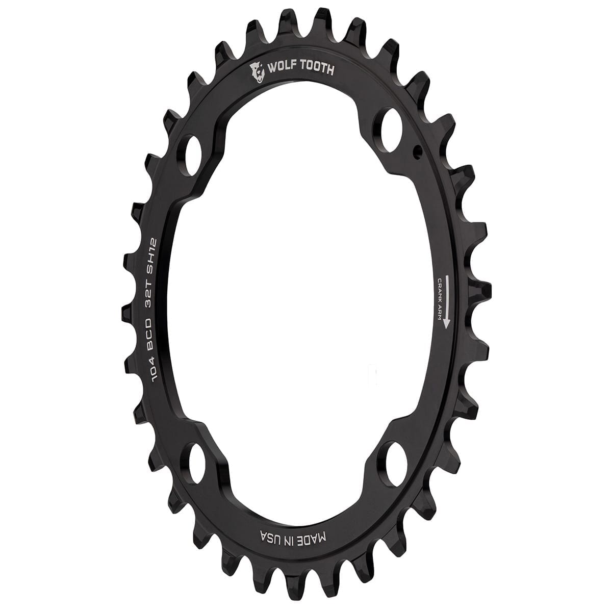 Klinge WOLF TOOTH 104 BCD 12V Shimano 4 Huller 104mm Sort