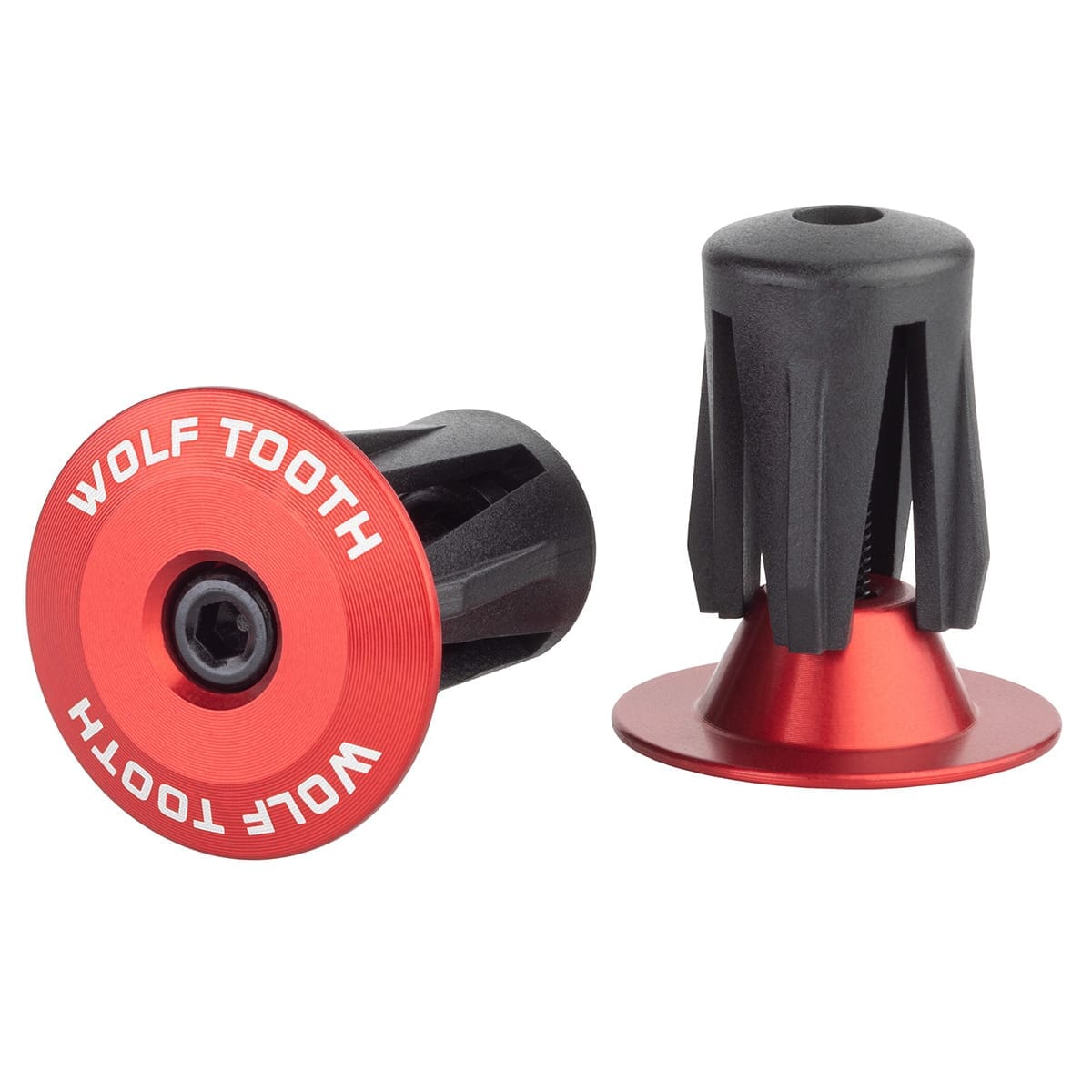 Par styrstångspluggar WOLF TOOTH Anodiserad aluminium Röd