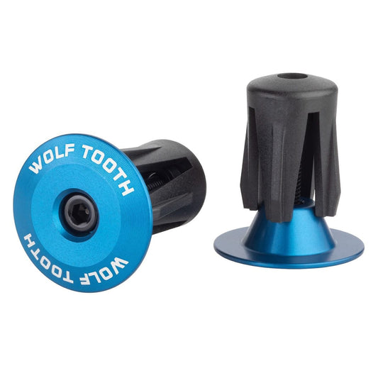 Pair of WOLF TOOTH Anodised Aluminium Blue Handlebar End Caps